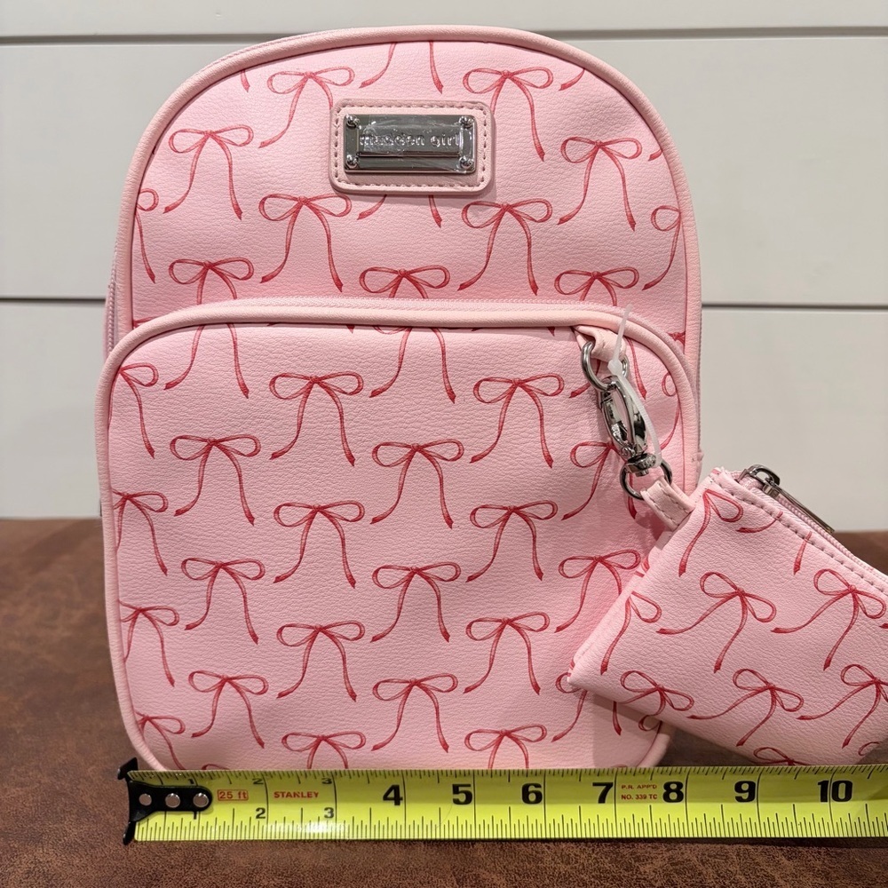 Madden Girl Pink Bow Mini Backpack Y2K Coquette NWT w/ Pouch Travel School - Picture 10 of 10